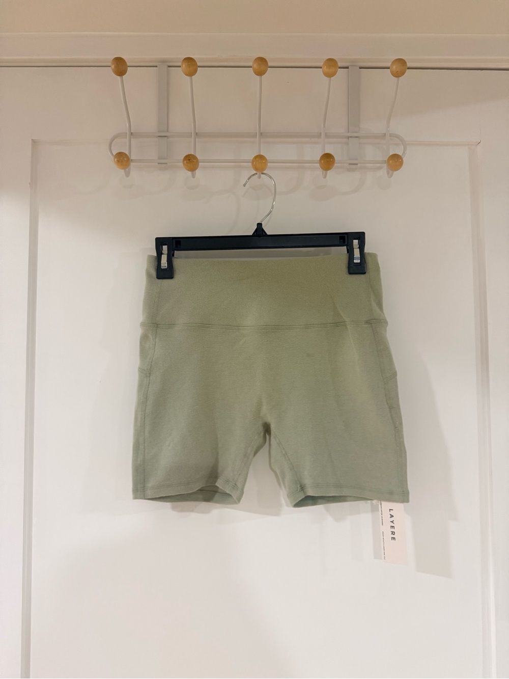 Layere Matcha Latte Organic Cotton High-Rise Biker Shorts Brandnew - Picture 2 of 11